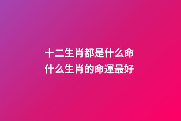 十二生肖都是什么命 什么生肖的命運最好-第1張-觀點-玄機派